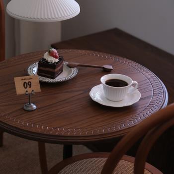 梔幾|復古實木鐵藝咖啡桌海鷗圓桌中古家具loft風法式甜品店桌椅