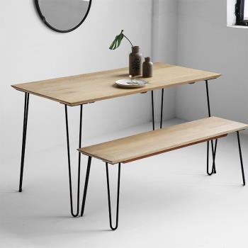 北歐實木餐桌ins風網紅桌子創意小戶型桌鐵藝輕奢風長餐桌椅組合