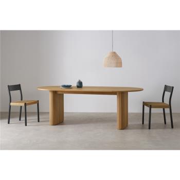 北歐家用餐桌橢圓形客廳長桌設計感桌子個性簡約洽談桌白蠟木