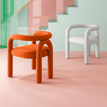 ins北歐設計師單人彩色沙發椅網紅奶茶甜品店咖啡廳靠背椅子家用