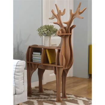 創意北歐藝術木質麋鹿動物造型置物架書架簡約客廳學校幼兒園擺件