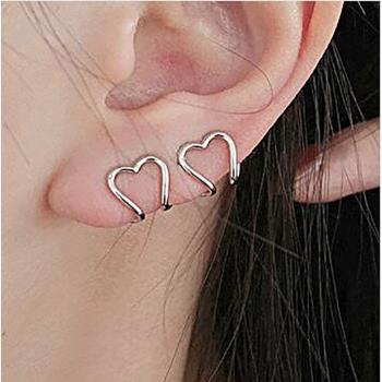Two piece set of heart-shaped ear clip without ear hole耳夾