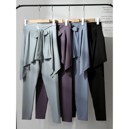 大碼假兩件健身褲女緊身大碼運動裙褲普拉提速干跑步瑜伽褲防走光