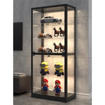 手辦展示柜帶燈玻璃柜透明樂高展柜家用模型陳列柜玩具展示架柜子