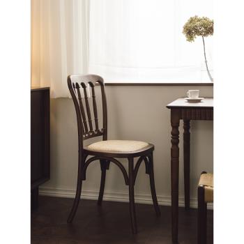 枝蔭法式復古餐椅中古實木藤編靠背椅咖啡廳餐桌椅子vintage家具