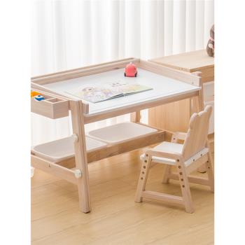 實木學習桌小學生家用可升降簡易學齡前寶寶簡約現代寫字桌椅套裝