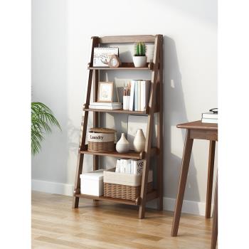 梯形置物架書架落地實木客廳簡易小書架收納置物柜家用收納架小型