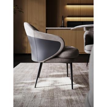 意式輕奢別墅餐桌椅后現代風環保皮布結合飯桌椅電鍍碳素鋼餐桌凳