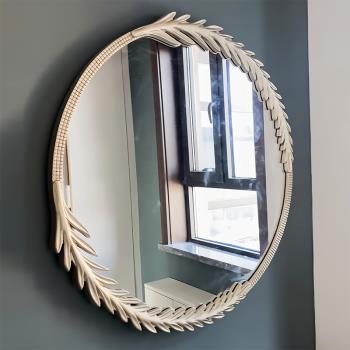 復古衛生間浴室鏡子藝術掛墻法式梳妝鏡輕奢化妝鏡玄關壁掛裝飾鏡