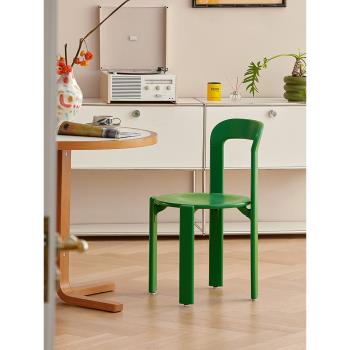 小卡家居復古實木餐椅rey椅北歐家用輕奢靠背凳子設計師彩色椅子