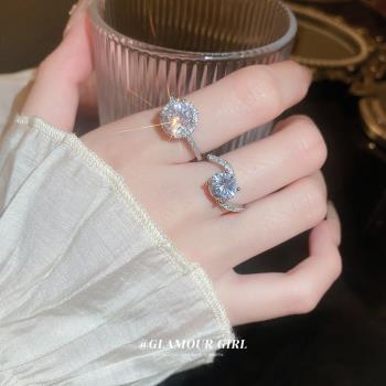 韓國ins風鋯石幾何戒指時尚高級感設計指環小眾輕巧ins風飾品