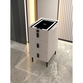 智能床頭柜簡約現代無線充電窄柜家用臥室小型實木床邊柜帶燈插排
