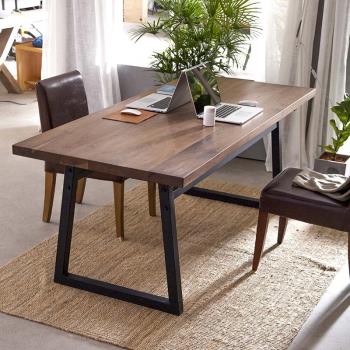 美式實木餐桌鄉村工業風格輕奢LOFT實木簡約辦公桌家用桌復古桌子