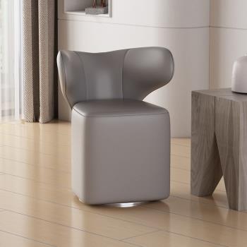 設計師款可旋轉真皮沙發椅客廳極簡單人椅北歐陽臺接待洽談化妝凳