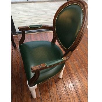 美式復古做舊餐椅酒店咖啡椅實木橡木椅子歐式餐廳扶手靠背書桌椅
