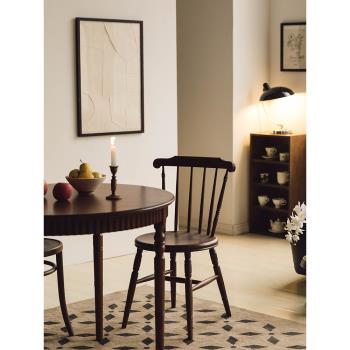 THE MAZAY復古實木餐椅家用簡約溫莎椅餐廳桌椅子懷舊vintage家具