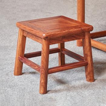 刺猬紫檀花梨木紅木實木兒童小板凳換鞋凳沙發凳四方凳子家用矮凳