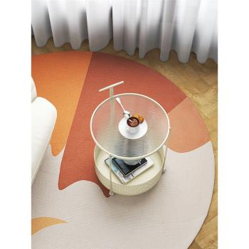現代簡約奶油風沙發邊幾長虹玻璃角幾可移動創意小茶幾零食小桌子