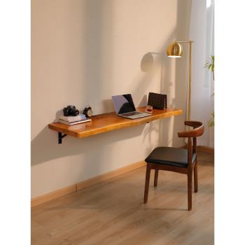 墻上折疊桌餐桌實木書桌懸掛桌墻壁電腦桌小戶型桌板壁掛簡易吧臺