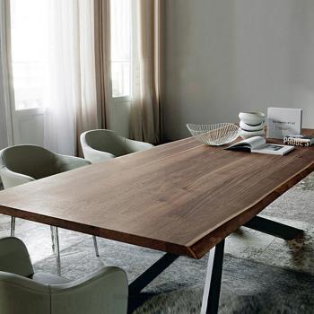 北歐餐桌實木飯桌工業風辦公會議桌簡約loft復古鐵藝餐桌長桌創意