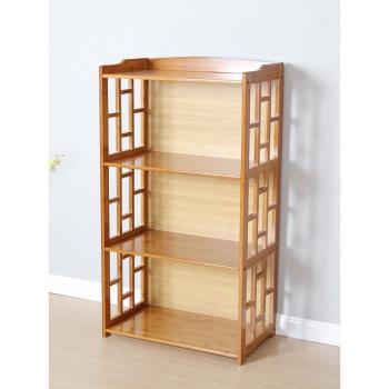 楠竹仿古書架中式簡易書柜客廳落地創意組合置物架實木多層儲物柜