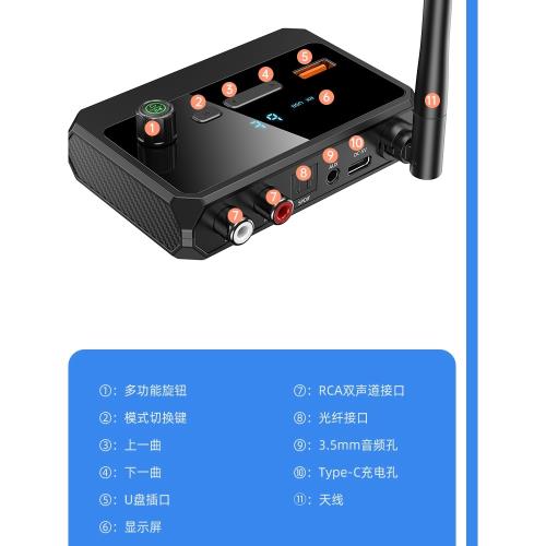 5.3藍牙音頻收發器老功放改藍牙接收器轉換音響箱無線適配立體聲
