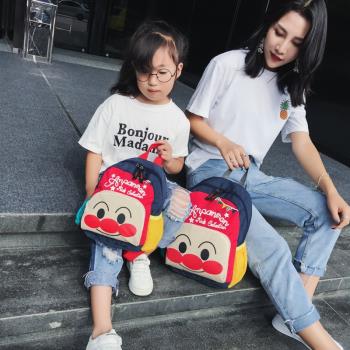 韓版超人親子雙肩包男女寶寶可愛卡通幼兒園書包成人帆布休閑背包