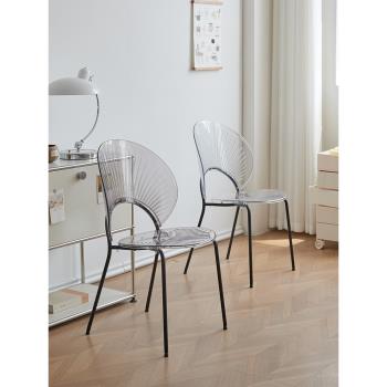 餐椅餐桌椅塑料亞克力椅子輕奢高級家用凳子靠背椅設計師貝殼椅