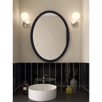 藝術裝飾鏡 北歐輕奢橢圓化妝鏡子歐式LED除霧洗手間裝飾鏡