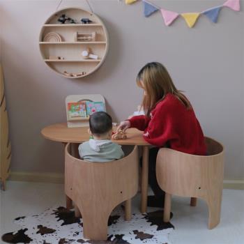 北歐ins兒童房學習桌椅實木創意小象椅親子餐廳售樓擺設幼兒園椅