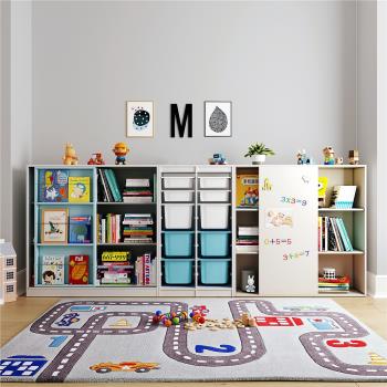 可比熊實木兒童書架繪本架簡約現代書桌置物架多層小學生落地書柜