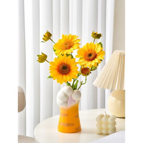 可愛2023新款ins向日葵插花花瓶擺件客廳玄關餐桌裝飾小眾高級感|家居