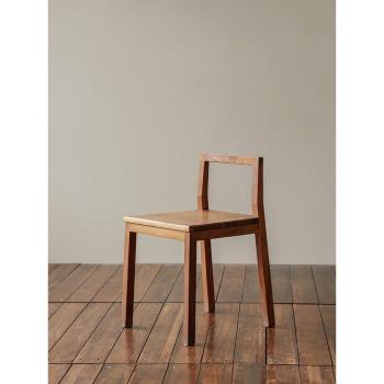 MUMO木墨 不折椅 簡約紅橡黑胡桃實木餐椅單人椅餐廳書房