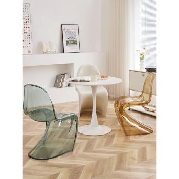 網紅亞克力椅子餐椅小戶型舒適透明潘東椅現代簡約時尚靠背塑料椅