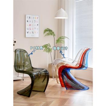 潘東椅網紅ins亞克力椅子塑料透明餐椅北歐家用創意設計師靠背凳