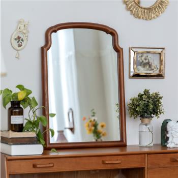 加安加麗歐式復古實木鏡子臥室化妝鏡壁掛墻面裝飾浴室中古梳妝鏡