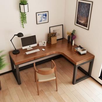 轉角書桌實木家用臺式寫字桌子墻角L型辦公桌7字型臥室電腦桌靠墻