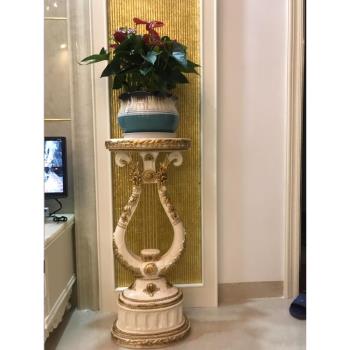 客廳歐式花架室內落地綠蘿時尚創意花臺藝術羅馬柱仿古家用花盆架