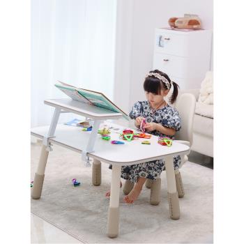 nanx兒童花生桌方桌套裝帶書架寶寶閱讀角幼兒園可升降學習畫畫桌