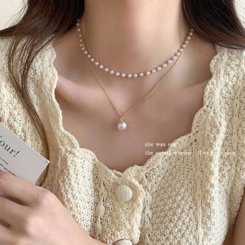 2024新款爆款珍珠項鏈女款輕奢小眾設計高級感鎖骨鏈頸鏈飾品首飾