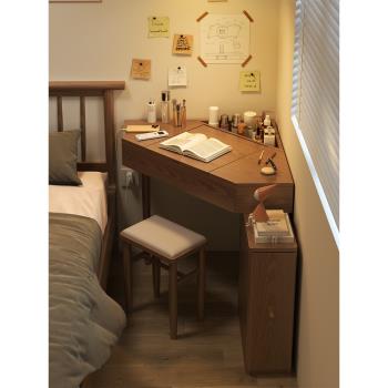 露維斯特實木轉角梳妝臺臥室收納柜一體簡約現代小戶型三角化妝桌