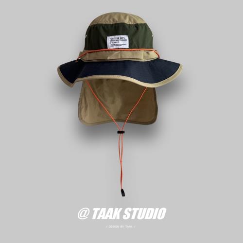 戶外露營速干護頸登山帽子女夏季百搭薄款透氣防曬漁夫帽男遮陽帽