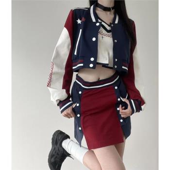 pinksavior【極限競速】美式設計紅藍短袖夏秋設計顯瘦女套裝