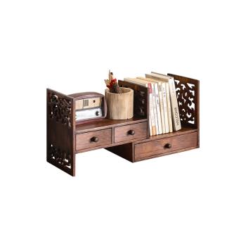 復古實木桌面置物架辦公桌書桌桌上小書架飄窗架子中式書柜收納柜