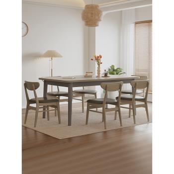 北歐餐桌椅組合家用小戶型現代簡約實木桌腿一桌四椅長方形飯桌