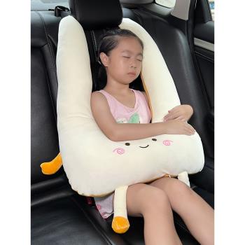 可愛車載兒童汽車抱枕車上兩用靠背枕車用后排網紅車內睡覺大抱枕