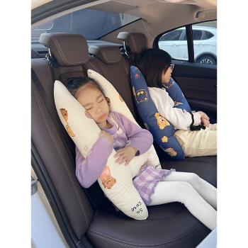 汽車安全帶防勒脖兒童抱枕車上用寶寶護頸枕頭護肩套后排睡覺神器