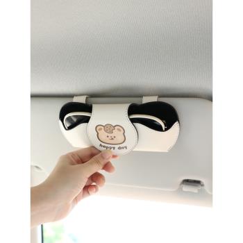 車載眼鏡夾汽車用創意磁吸墨鏡卡夾多功能眼鏡盒架遮陽板收納神器