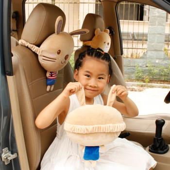 韓版可愛汽車頭枕頸枕車用座椅靠枕車載護頸枕頭四季卡通內飾用品