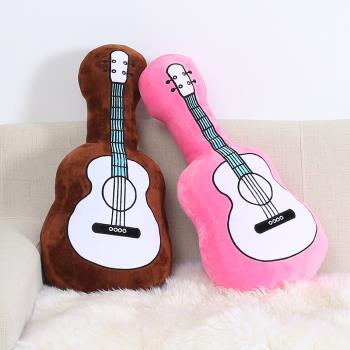 創意音樂三角鋼琴吉他造型抱枕床頭沙發汽車靠墊靠枕繡花毛絨抱枕